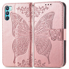 Handytasche Stand Schutzhülle Flip Leder Hülle Schmetterling für Oppo K9 Pro 5G Rosa
