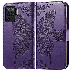 Handytasche Stand Schutzhülle Flip Leder Hülle Schmetterling für Oppo Reno5 Lite Violett