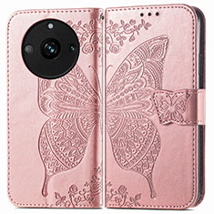 Handytasche Stand Schutzhülle Flip Leder Hülle Schmetterling für Realme 11 Pro 5G Rosegold