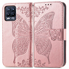 Handytasche Stand Schutzhülle Flip Leder Hülle Schmetterling für Realme 8 Pro Rosegold