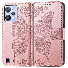 Handytasche Stand Schutzhülle Flip Leder Hülle Schmetterling für Realme C31 Rosegold