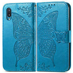 Handytasche Stand Schutzhülle Flip Leder Hülle Schmetterling für Samsung Galaxy A02 Blau