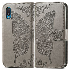 Handytasche Stand Schutzhülle Flip Leder Hülle Schmetterling für Samsung Galaxy A02 Grau