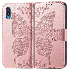 Handytasche Stand Schutzhülle Flip Leder Hülle Schmetterling für Samsung Galaxy A02 Rosa