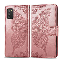 Handytasche Stand Schutzhülle Flip Leder Hülle Schmetterling für Samsung Galaxy A02s Rosa
