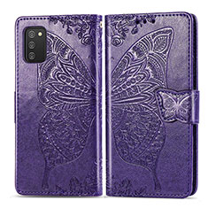 Handytasche Stand Schutzhülle Flip Leder Hülle Schmetterling für Samsung Galaxy A02s Violett