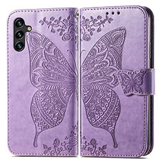 Handytasche Stand Schutzhülle Flip Leder Hülle Schmetterling für Samsung Galaxy A04s Helles Lila