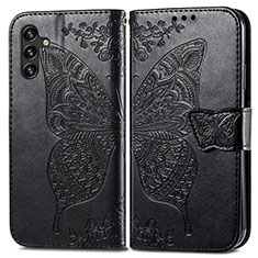 Handytasche Stand Schutzhülle Flip Leder Hülle Schmetterling für Samsung Galaxy A04s Schwarz