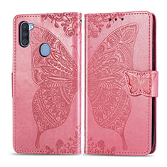 Handytasche Stand Schutzhülle Flip Leder Hülle Schmetterling für Samsung Galaxy A11 Pink