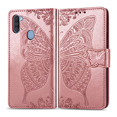 Handytasche Stand Schutzhülle Flip Leder Hülle Schmetterling für Samsung Galaxy A11 Rosa