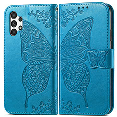 Handytasche Stand Schutzhülle Flip Leder Hülle Schmetterling für Samsung Galaxy A13 4G Blau