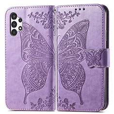 Handytasche Stand Schutzhülle Flip Leder Hülle Schmetterling für Samsung Galaxy A13 4G Helles Lila
