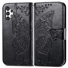 Handytasche Stand Schutzhülle Flip Leder Hülle Schmetterling für Samsung Galaxy A13 4G Schwarz