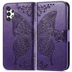 Handytasche Stand Schutzhülle Flip Leder Hülle Schmetterling für Samsung Galaxy A13 4G Violett