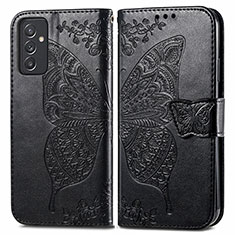 Handytasche Stand Schutzhülle Flip Leder Hülle Schmetterling für Samsung Galaxy A15 4G Schwarz