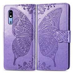 Handytasche Stand Schutzhülle Flip Leder Hülle Schmetterling für Samsung Galaxy A2 Core A260F A260G Helles Lila