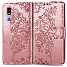 Handytasche Stand Schutzhülle Flip Leder Hülle Schmetterling für Samsung Galaxy A2 Core A260F A260G Rosa
