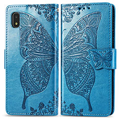 Handytasche Stand Schutzhülle Flip Leder Hülle Schmetterling für Samsung Galaxy A21 SC-42A Blau