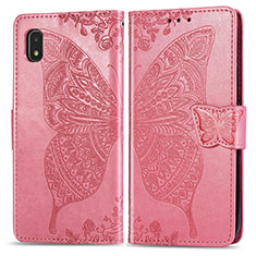 Handytasche Stand Schutzhülle Flip Leder Hülle Schmetterling für Samsung Galaxy A21 SC-42A Pink