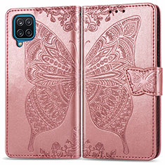 Handytasche Stand Schutzhülle Flip Leder Hülle Schmetterling für Samsung Galaxy A22 4G Rosa