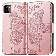 Handytasche Stand Schutzhülle Flip Leder Hülle Schmetterling für Samsung Galaxy A22 5G Rosa
