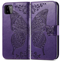 Handytasche Stand Schutzhülle Flip Leder Hülle Schmetterling für Samsung Galaxy A22 5G Violett