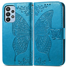 Handytasche Stand Schutzhülle Flip Leder Hülle Schmetterling für Samsung Galaxy A23 4G Blau