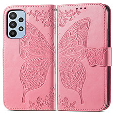 Handytasche Stand Schutzhülle Flip Leder Hülle Schmetterling für Samsung Galaxy A23 4G Pink