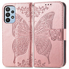 Handytasche Stand Schutzhülle Flip Leder Hülle Schmetterling für Samsung Galaxy A23 5G Rosa