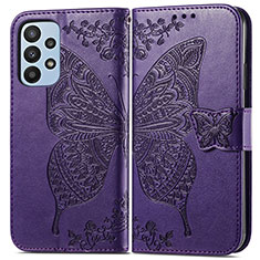 Handytasche Stand Schutzhülle Flip Leder Hülle Schmetterling für Samsung Galaxy A23 5G Violett