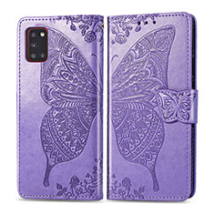 Handytasche Stand Schutzhülle Flip Leder Hülle Schmetterling für Samsung Galaxy A31 Helles Lila