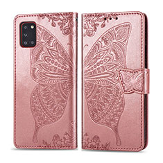 Handytasche Stand Schutzhülle Flip Leder Hülle Schmetterling für Samsung Galaxy A31 Rosa