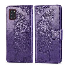 Handytasche Stand Schutzhülle Flip Leder Hülle Schmetterling für Samsung Galaxy A31 Violett