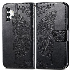 Handytasche Stand Schutzhülle Flip Leder Hülle Schmetterling für Samsung Galaxy A32 4G Schwarz