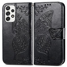 Handytasche Stand Schutzhülle Flip Leder Hülle Schmetterling für Samsung Galaxy A33 5G Schwarz