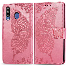 Handytasche Stand Schutzhülle Flip Leder Hülle Schmetterling für Samsung Galaxy A40s Pink
