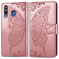 Handytasche Stand Schutzhülle Flip Leder Hülle Schmetterling für Samsung Galaxy A40s Rosa