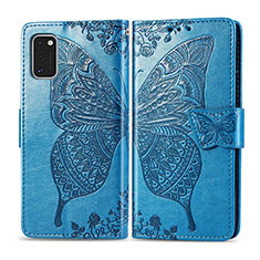 Handytasche Stand Schutzhülle Flip Leder Hülle Schmetterling für Samsung Galaxy A41 Blau