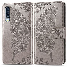 Handytasche Stand Schutzhülle Flip Leder Hülle Schmetterling für Samsung Galaxy A50S Grau