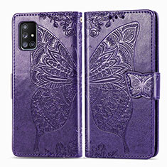 Handytasche Stand Schutzhülle Flip Leder Hülle Schmetterling für Samsung Galaxy A51 4G Violett