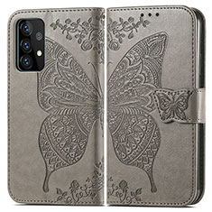 Handytasche Stand Schutzhülle Flip Leder Hülle Schmetterling für Samsung Galaxy A52 4G Grau