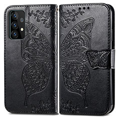Handytasche Stand Schutzhülle Flip Leder Hülle Schmetterling für Samsung Galaxy A52 4G Schwarz