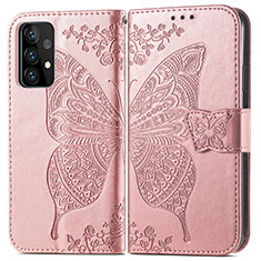 Handytasche Stand Schutzhülle Flip Leder Hülle Schmetterling für Samsung Galaxy A52 5G Rosa