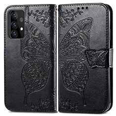 Handytasche Stand Schutzhülle Flip Leder Hülle Schmetterling für Samsung Galaxy A52 5G Schwarz