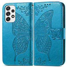 Handytasche Stand Schutzhülle Flip Leder Hülle Schmetterling für Samsung Galaxy A53 5G Blau