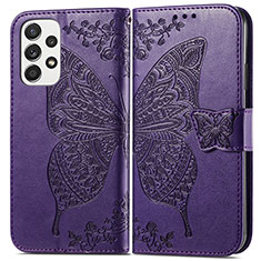 Handytasche Stand Schutzhülle Flip Leder Hülle Schmetterling für Samsung Galaxy A53 5G Violett