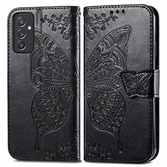 Handytasche Stand Schutzhülle Flip Leder Hülle Schmetterling für Samsung Galaxy A54 5G Schwarz