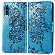 Handytasche Stand Schutzhülle Flip Leder Hülle Schmetterling für Samsung Galaxy A70 Blau