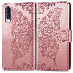 Handytasche Stand Schutzhülle Flip Leder Hülle Schmetterling für Samsung Galaxy A70 Rosa