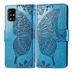 Handytasche Stand Schutzhülle Flip Leder Hülle Schmetterling für Samsung Galaxy A71 4G A715 Blau